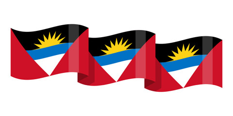 Wall Mural - Vector illustration of wavy Antigua and Barbuda flag on transparent background