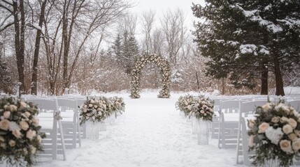 Winter Wonderland: A Serene Snowy Wedding Ceremony in the Woods