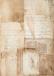 © VintageBeauty - Distressed Vintage Script Collage with Handwritten Letters and Postcards, Junk Journal Background