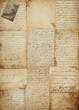 © VintageBeauty - Distressed Vintage Script Collage with Handwritten Letters and Postcards, Junk Journal Background