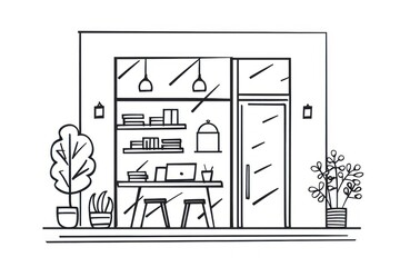 Wall Mural - Divider doodle of a office building diagram drawing sketch.