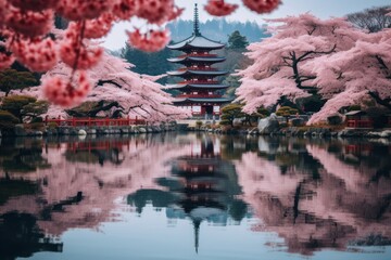 Wall Mural - Architecture building outdoors blossom.