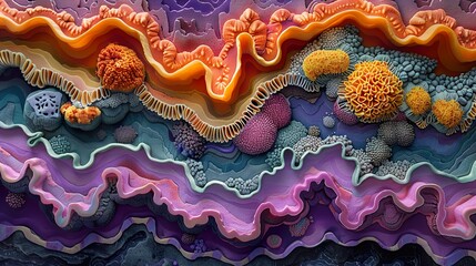 Wall Mural - abstract 3d art: whimsical organic shapes and vibrant colors