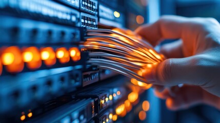 engineer working in datacenter room