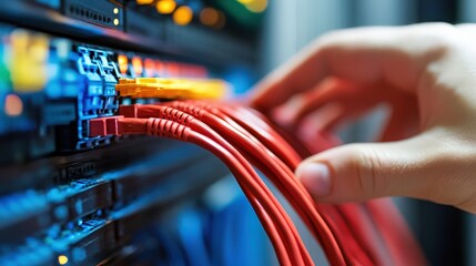 engineer working in datacenter room