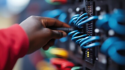 engineer working in datacenter room