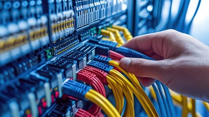engineer working in datacenter room