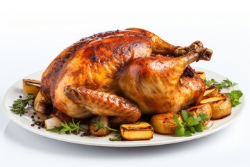 Canvas Print - Roasted chicken roasted dinner plate.