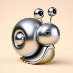 Wall Mural - a cute and hip silver shinny metallic futuristic snail