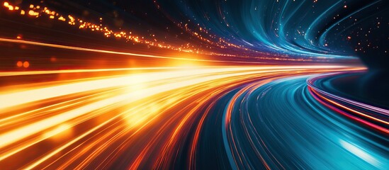 Wall Mural - Speed and Light Trails in a Tunnel of Neon Colors