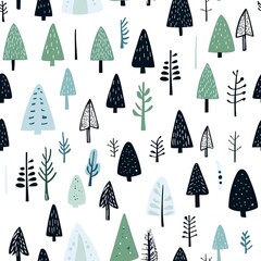 Wall Mural - Seamless pattern with Christmas trees. 