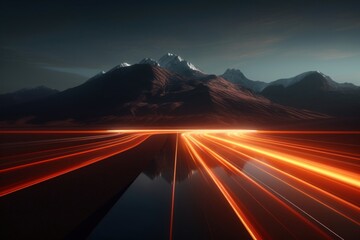 Wall Mural - A deserted mountain highway leading you to a snowy mountain outdoors nature light.