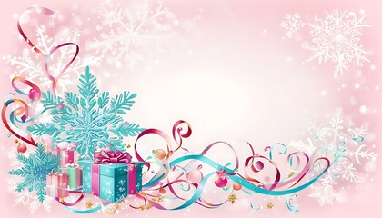 Winter Romantic Celebration, Vibrant Snowflakes and Joyful Gift Design