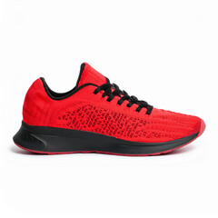 A red athletic shoe designed for running and fitness activities.