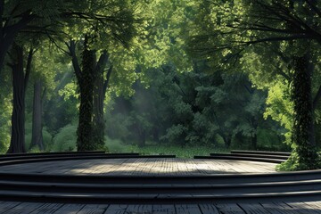 Poster - Empty park stage outdoors woodland nature.