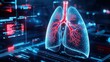 © Vangly - Digital rendering of human lungs with a blue and red color scheme.