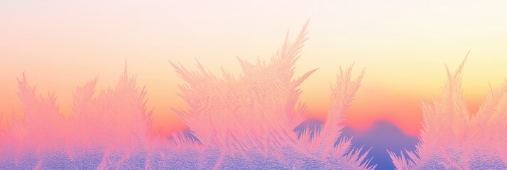 Wall Mural - Abstract frost patterns on windowpane during sunrise