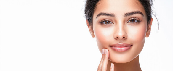 Sticker - close up of young indian woman on white background