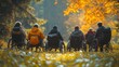 © SmirkDingo - Group of friends in wheelchairs experiencing the wonders of autumn while exploring a scenic forest trail.