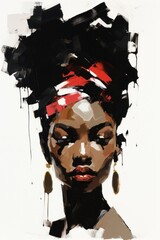 Sticker - African woman portrait painting adult.