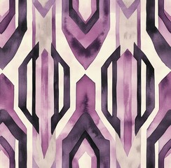 Purple geometric watercolor abstract seamless pattern background