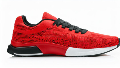 A red athletic shoe designed for sports and fitness activities.