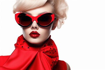 Wall Mural - Sunglasses lipstick portrait fashion.