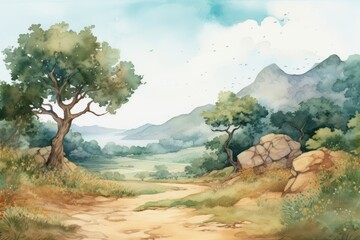 Wall Mural - Landscape wilderness outdoors painting.