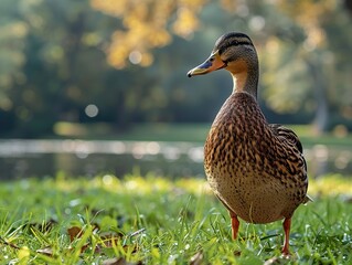 Poster - Mallard Duck in a Serene Autumn Setting