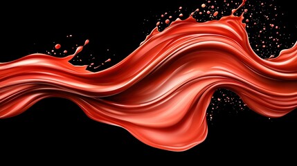 Wall Mural -   A black background with a splash of liquid in the shape of a wave