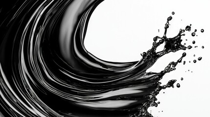 Wall Mural -   A monochrome image of water cascading onto a white background with a black and white backdrop