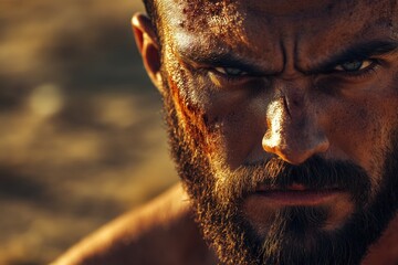 Canvas Print - A close-up shot of a man with a beard, perfect for editorial or commercial use