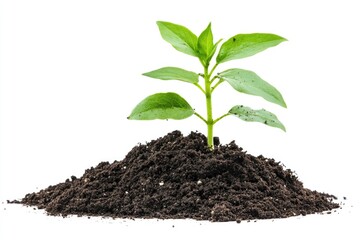 Canvas Print - A small plant is seen sprouting out of a pile of dirt, symbolizing new life and growth