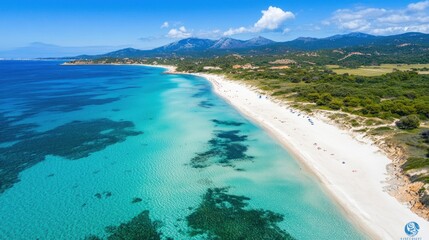 Sticker - Aerial View of Pristine Beach with Turquoise Waters