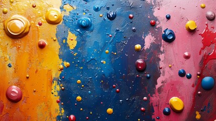 Wall Mural - Abstract Painting with Colorful Blobs and Swirls