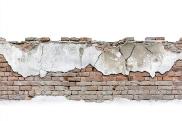 Poster - A red fire hydrant on a white background, against a brick wall