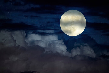 Wall Mural - cloudy full moon night