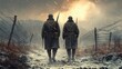 © TEERAWAT - Two soldiers walking in the snow with guns