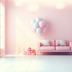 Wall Mural - Room birthday architecture furniture balloon.