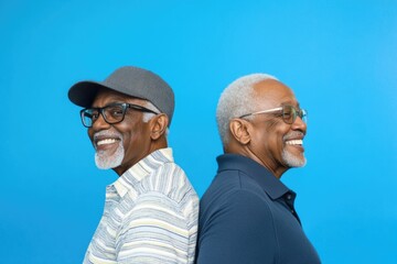 Canvas Print - Two elderly men standing side by side, possibly friends or family members