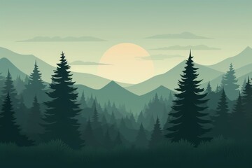 Wall Mural - Forest landscape outdoors nature.