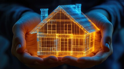 Sticker - A person holds a glowing house in their hands