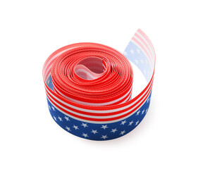 Poster - Roll with ribbon in colors of American flag isolated on white