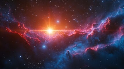Wall Mural - colorful nebula illuminated by a bright star in deep space during a cosmic event