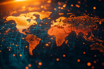 Wall Mural - a digital representation of world map illumination