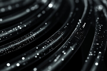 black glowing data cables transferring information.