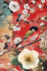 Poster - A bird perched on a tree branch, nature scene