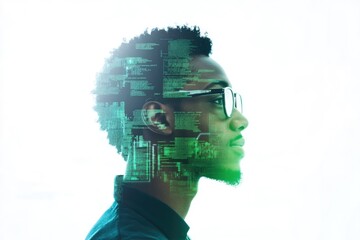 Wall Mural - A person wearing glasses against a bright green background