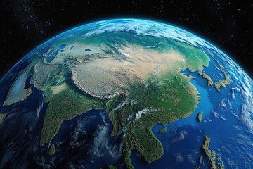 Wall Mural - image of the earth from space with asia visible in the scene, suitable for use in educational materi