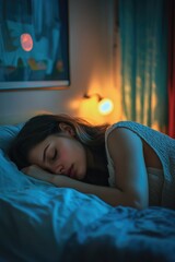 Canvas Print - A person resting peacefully in their bedroom, great for personal use or editorial purposes